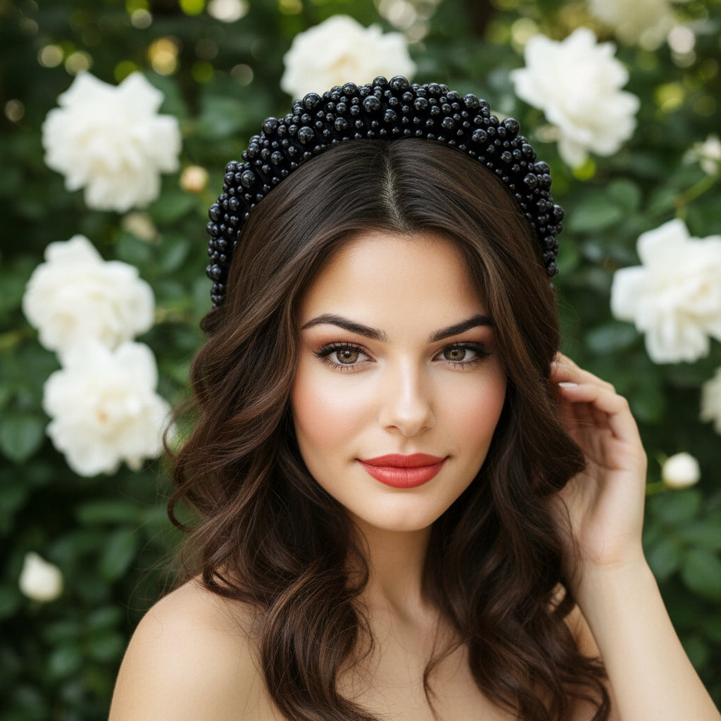 ATHENA COLLECTION - LUXE PEARL HEADBAND - AHB166 BLACK