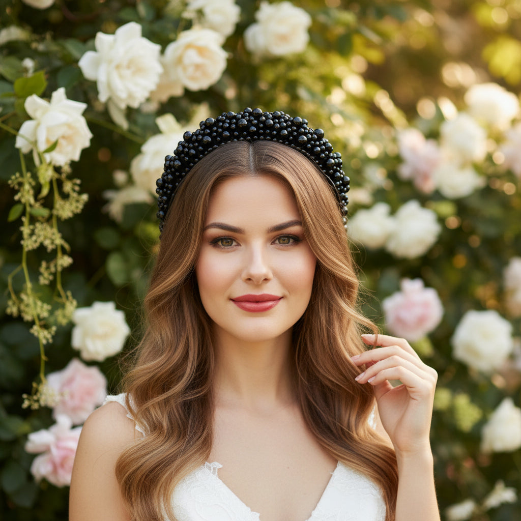 ATHENA COLLECTION - LUXE PEARL HEADBAND - AHB166 BLACK