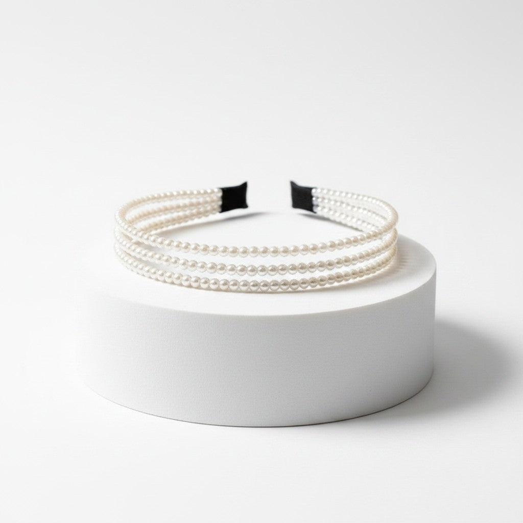 ATHENA COLLECTION - TRIPLE PEARL HEADBAND - AHB189 IVORY