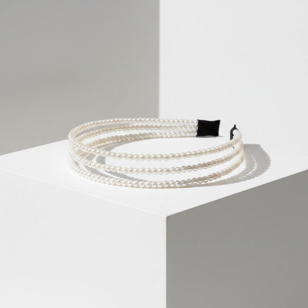 ATHENA COLLECTION - TRIPLE PEARL HEADBAND - AHB189 IVORY