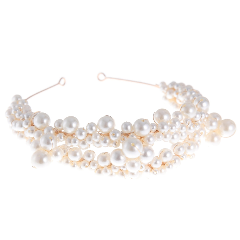 ATHENA COLLECTION - EXQUISITE  PEARL HEADBAND - AHB190 GOLD