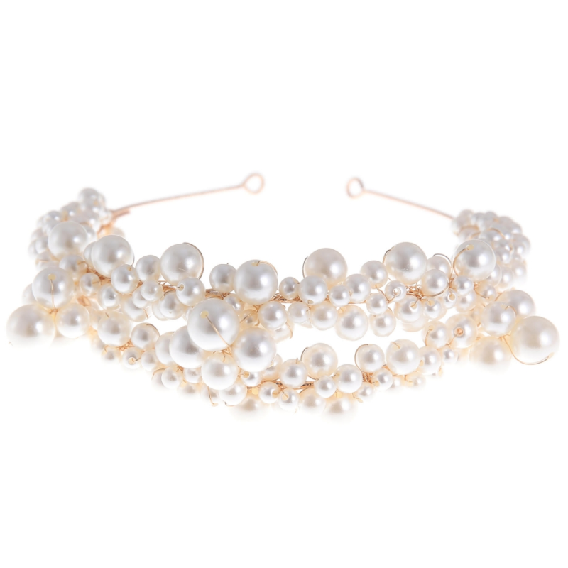 ATHENA COLLECTION - EXQUISITE  PEARL HEADBAND - AHB190 GOLD
