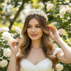 ATHENA COLLECTION - EXQUISITE  PEARL HEADBAND - AHB190 GOLD