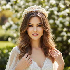 ATHENA COLLECTION - EXQUISITE  PEARL HEADBAND - AHB190 GOLD