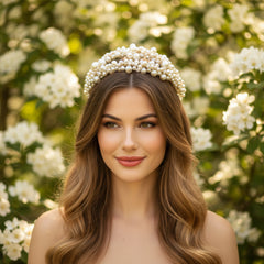 ATHENA COLLECTION - EXQUISITE  PEARL HEADBAND - AHB190 GOLD