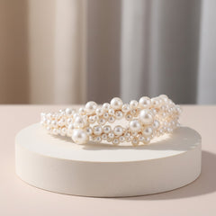 ATHENA COLLECTION - EXQUISITE  PEARL HEADBAND - AHB190 GOLD