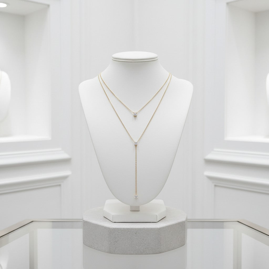 CUBIC ZIRCONIA COLLECTION - CHIC LAYERED NECKLACE - CZNK207 GOLD