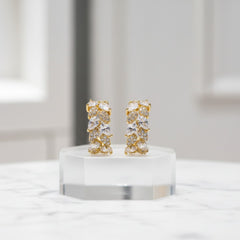 CUBIC ZIRCONIA COLLECTION - CRYSTAL CLUSTER EARRINGS - CZER777 GOLD