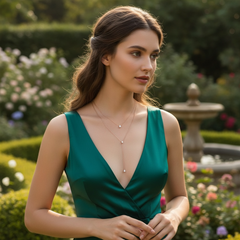 CUBIC ZIRCONIA COLLECTION - CHIC LAYERED NECKLACE - CZNK207 ROSE GOLD