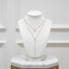 CUBIC ZIRCONIA COLLECTION - CHIC LAYERED NECKLACE - CZNK207 ROSE GOLD
