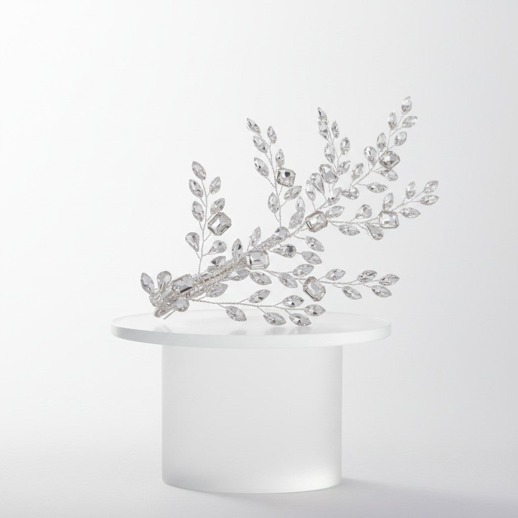 ATHENA COLLECTION - VINTAGE SPRAY HEADPIECE - HC288 SILVER