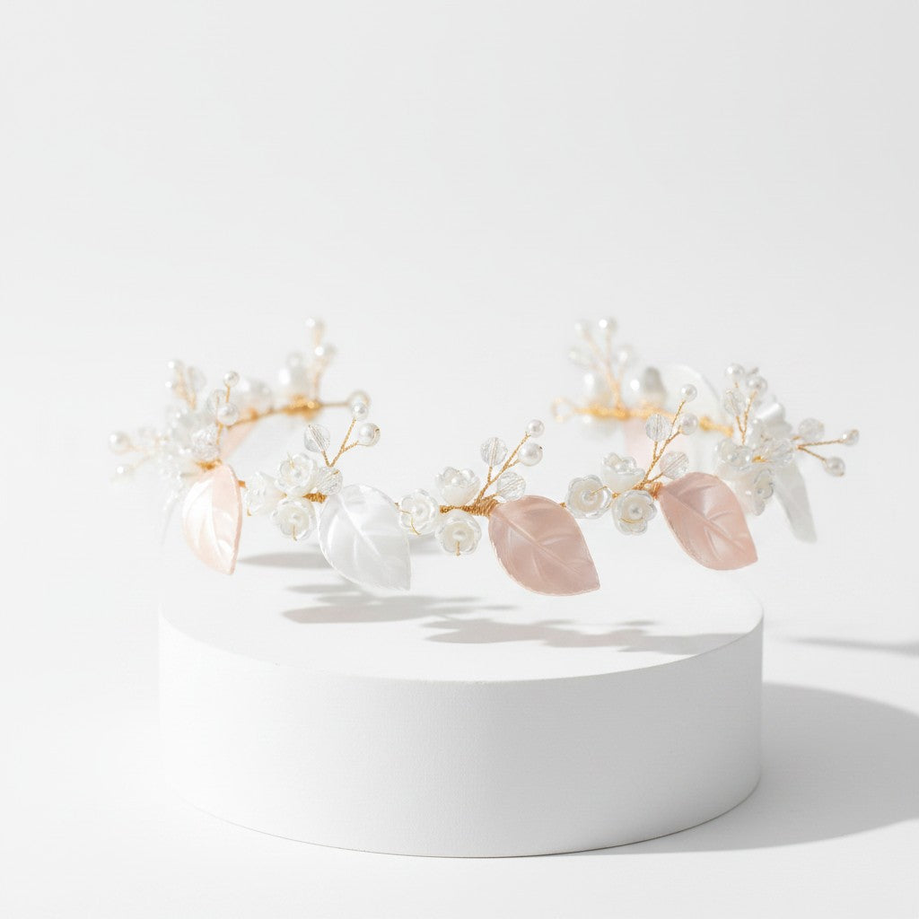 ATHENA COLLECTION - ROMANTIC PEARLESCENT HAIR VINE - GOLD HP241