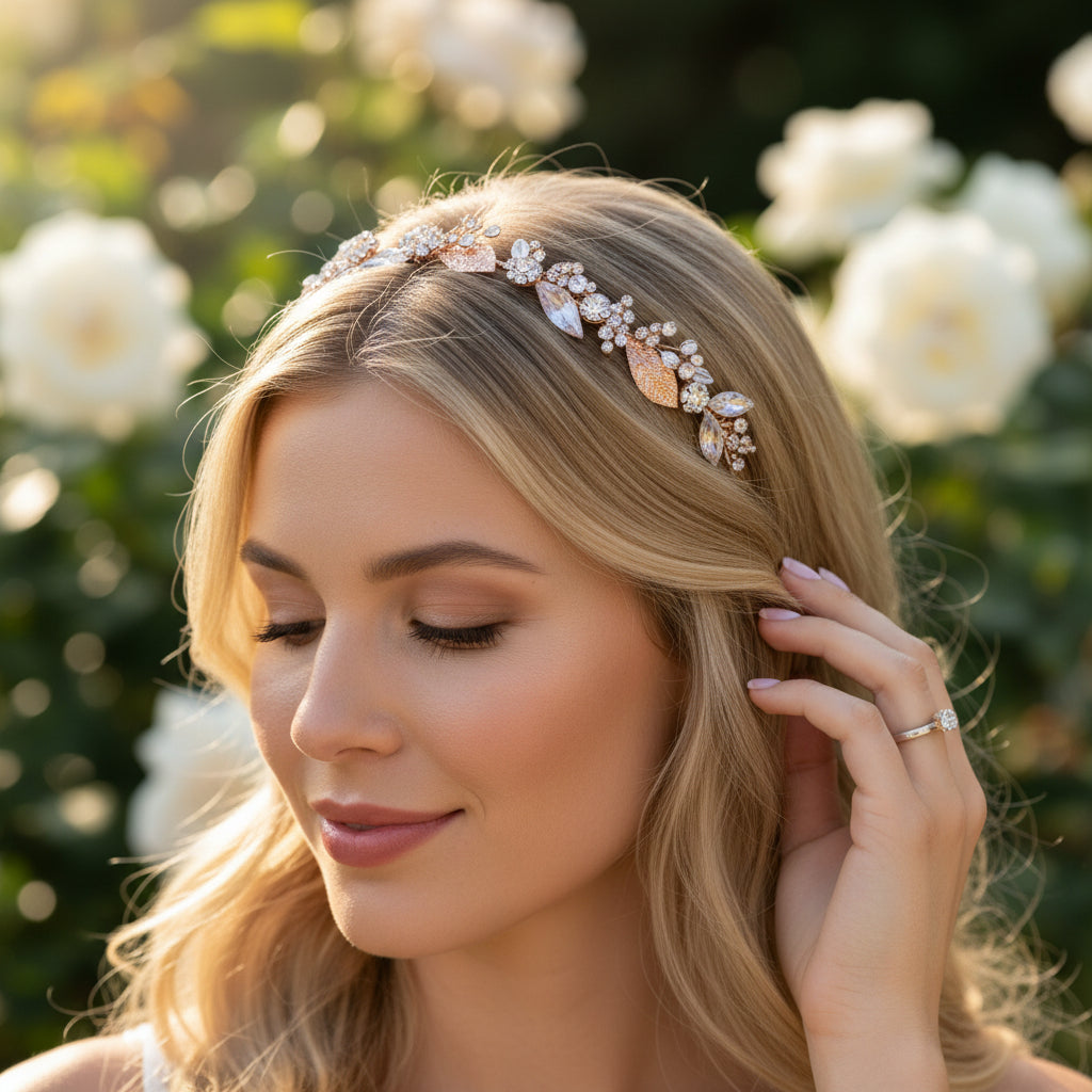 ATHENA COLLECTION - ROMANTIC PEARLESCENT HAIR VINE - GOLD HP241