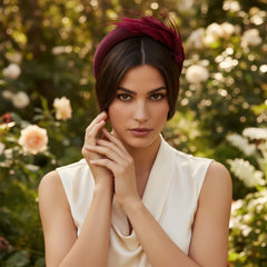 ATHENA COLLECTION - LUXE FEATHER HEADBAND - WINE