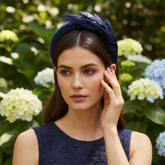 ATHENA COLLECTION - LUXE FEATHER HEADBAND - NAVY BLUE