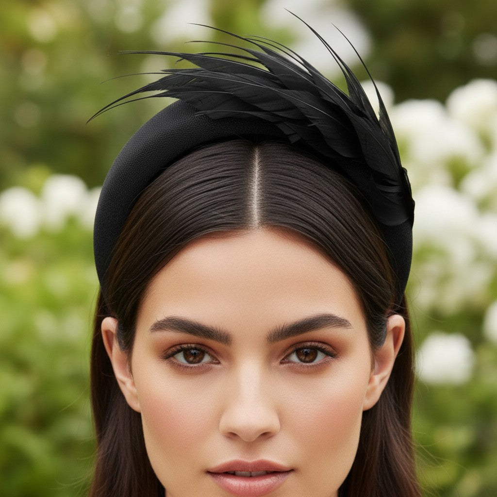 ATHENA COLLECTION - LUXE FEATHER HEADBAND - BLACK