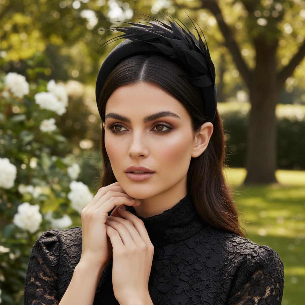ATHENA COLLECTION - LUXE FEATHER HEADBAND - BLACK