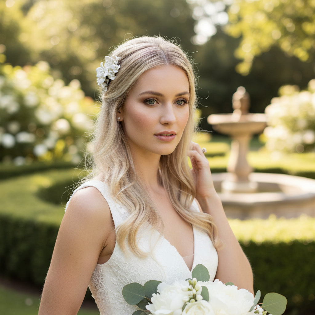 ATHENA COLLECTION - CHIC FLORAL HAIR COMB - HC291 SILVER