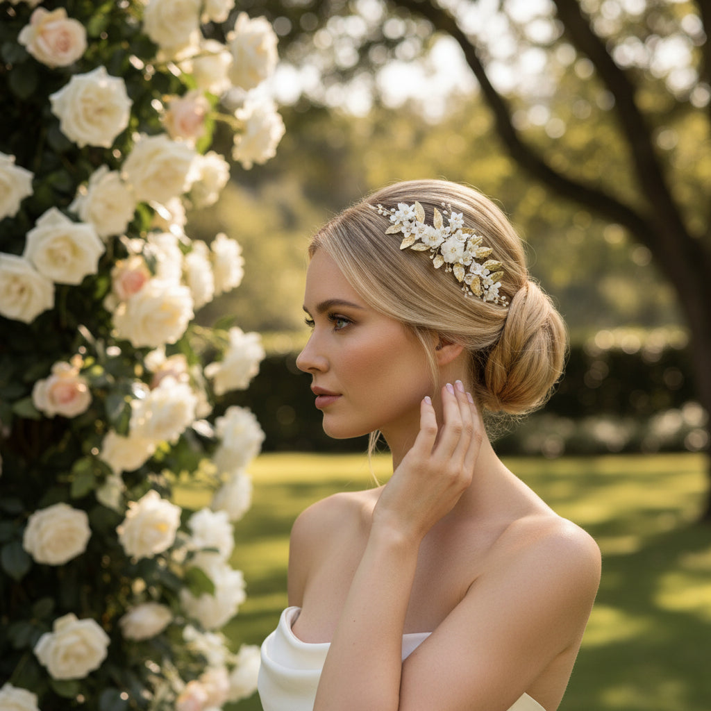 ATHENA COLLECTION -VINTAGE GLAM GOLD HAIR COMB - HC292 GOLD