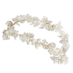 ATHENA COLLECTION - LUXE FLORAL VINE HEADBAND - AHB193 SILVER