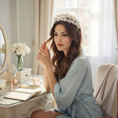 ATHENA COLLECTION - LUXE FLORAL VINE HEADBAND - AHB193 SILVER