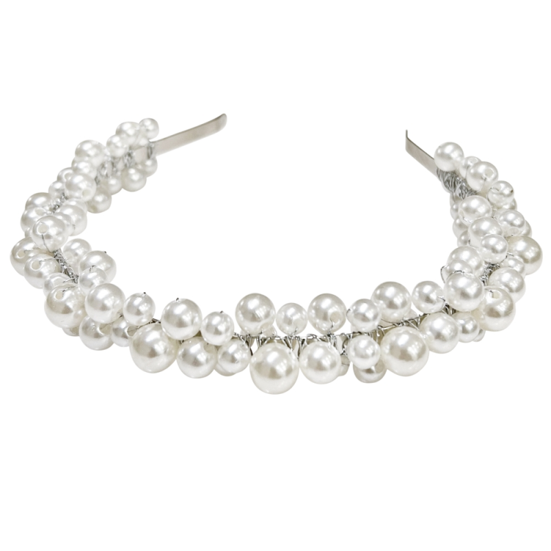ATHENA COLLECTION - CHIC PEARL HEADBAND - AHB195 SILVER