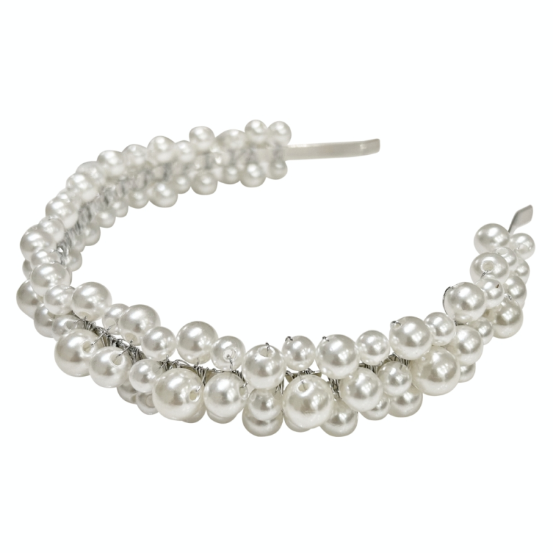ATHENA COLLECTION - CHIC PEARL HEADBAND - AHB195 SILVER