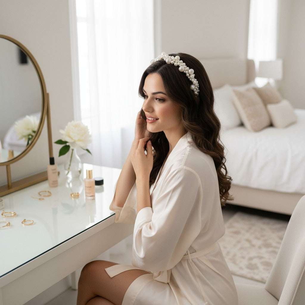 ATHENA COLLECTION - CHIC PEARL HEADBAND - AHB195 SILVER