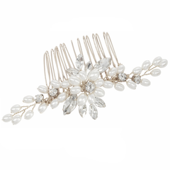 ATHENA COLLECTION - CHIC PEARL HAIR COMB - HC295 SILVER