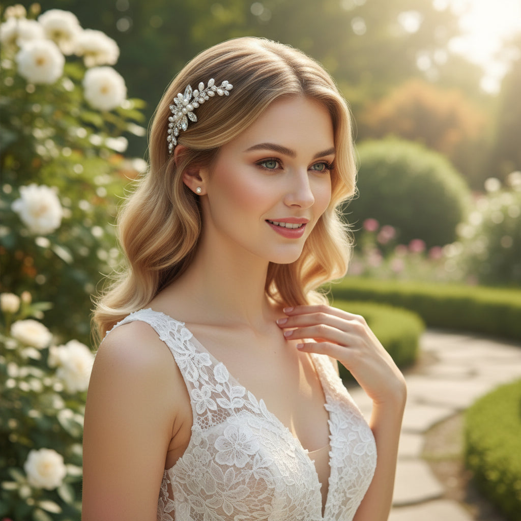 ATHENA COLLECTION - CHIC PEARL HAIR COMB - HC295 SILVER