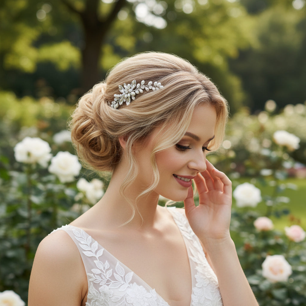 ATHENA COLLECTION - CHIC PEARL HAIR COMB - HC295 GOLD