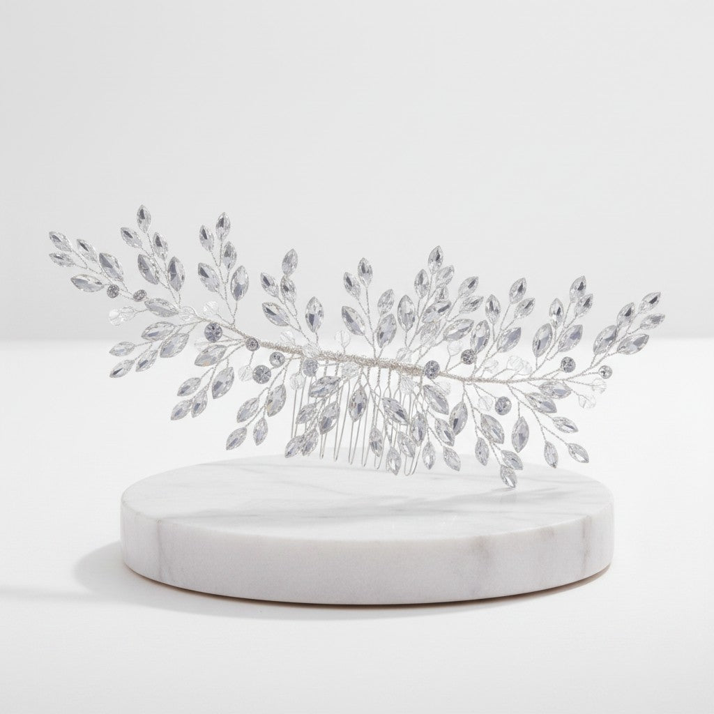 ATHENA COLLECTION - ENCHANTING CRYSTAL SPRAY HAIR COMB - HC296 SILVER