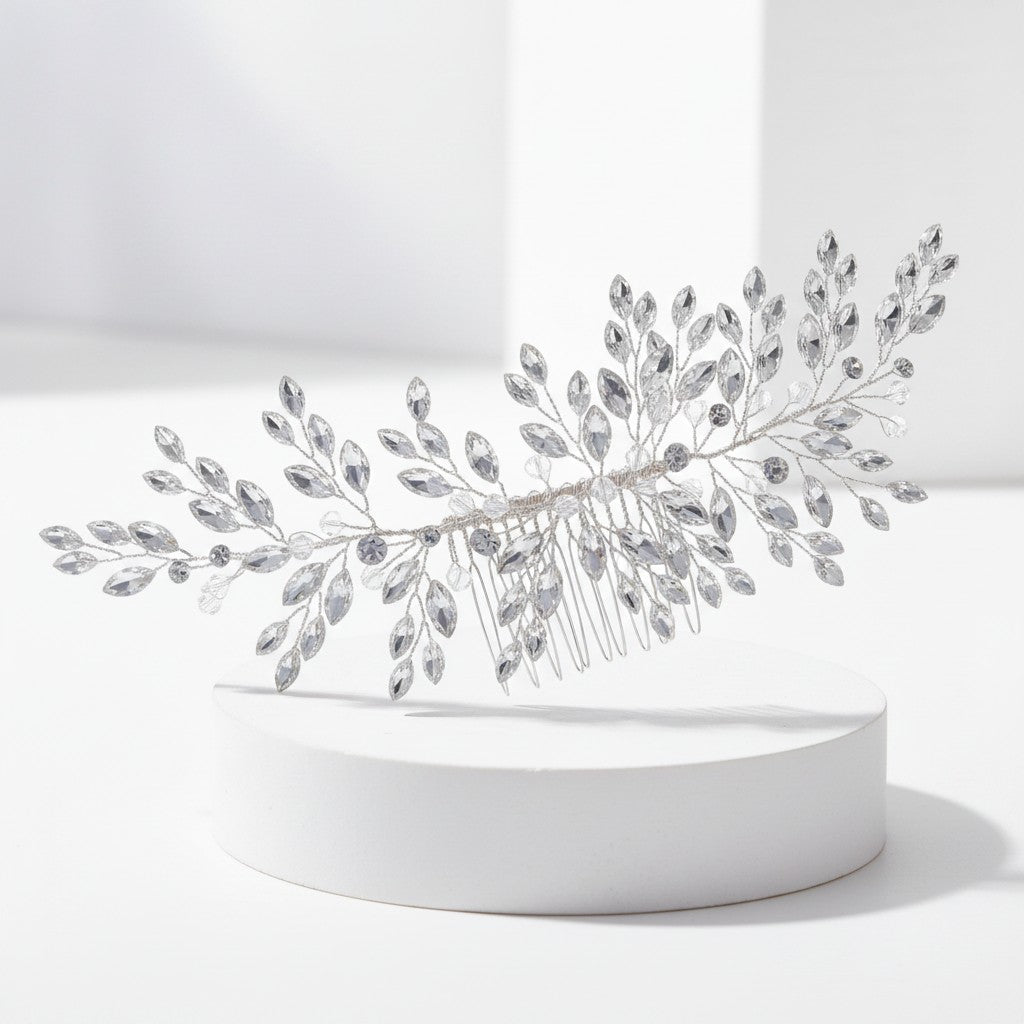 ATHENA COLLECTION - ENCHANTING CRYSTAL SPRAY HAIR COMB - HC296 SILVER