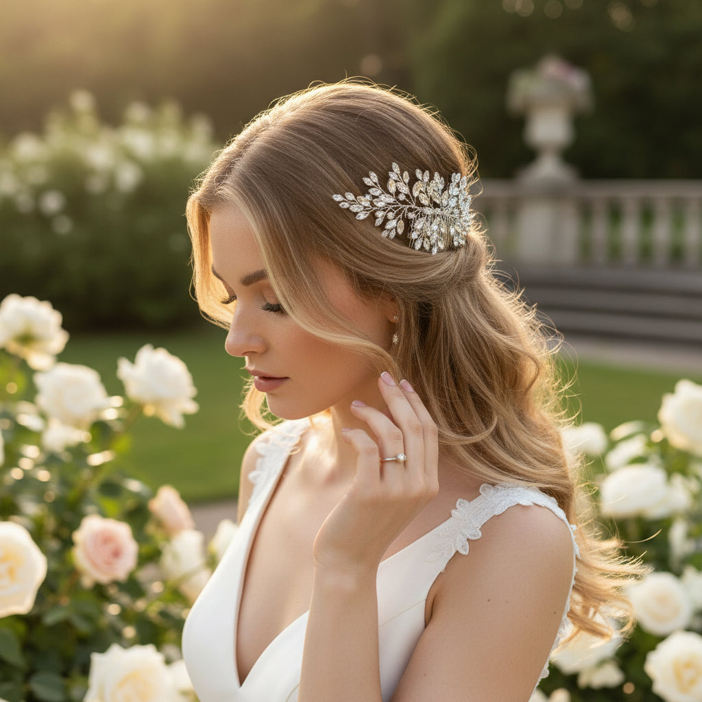 ATHENA COLLECTION - ENCHANTING CRYSTAL SPRAY HAIR COMB - HC296 SILVER