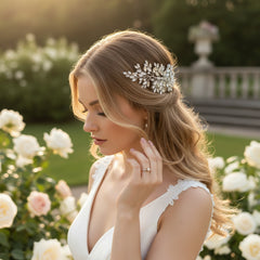 ATHENA COLLECTION - ENCHANTING CRYSTAL SPRAY HAIR COMB - HC296 SILVER