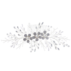 ATHENA COLLECTION - VINTAGE INSPIRED PEARL COMB - HC297 SILVER