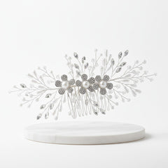 ATHENA COLLECTION - VINTAGE INSPIRED PEARL COMB - HC297 SILVER