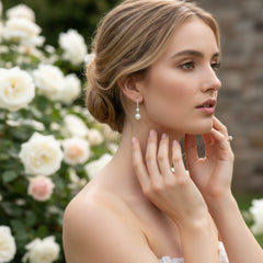 CUBIC ZIRCONIA COLLECTION - BEJEWELLED PEARL EARRINGS - CZER781 GOLD