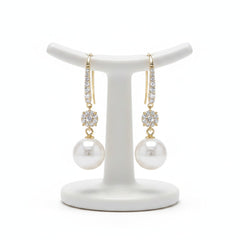 CUBIC ZIRCONIA COLLECTION - BEJEWELLED PEARL EARRINGS - CZER781 GOLD