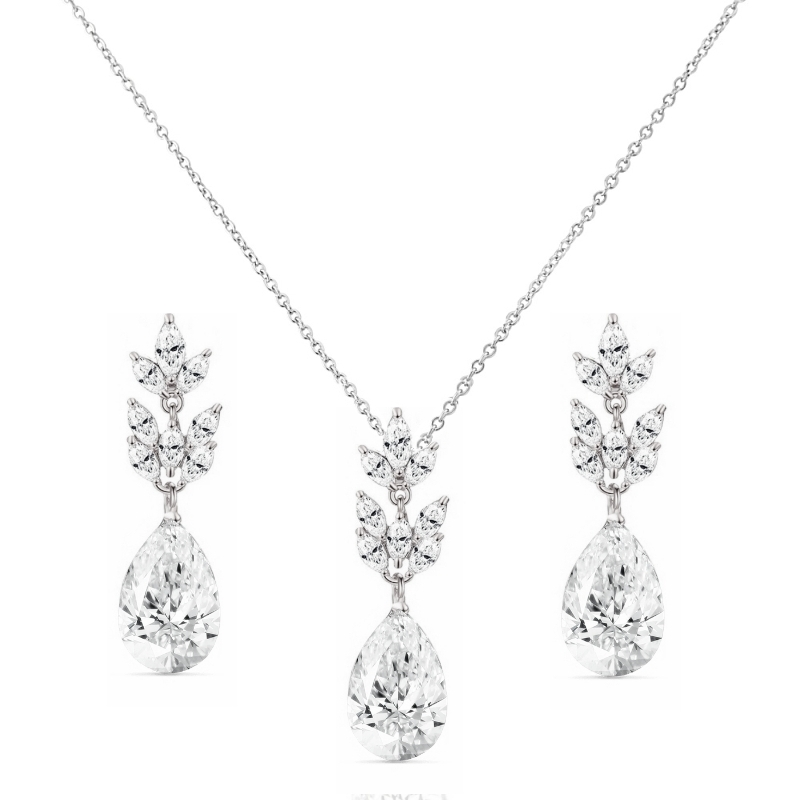 CUBIC ZIRCONIA COLLECTION - STARLET CHIC NECKLACE - SILVER - CZNK226
