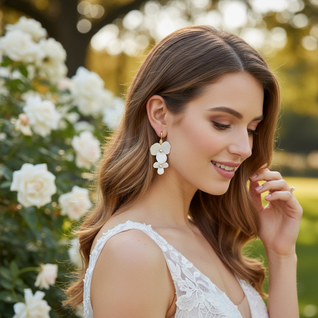 ATHENA COLLECTION - HOLLYWOOD STYLE FLOWER EARRINGS - CZER666 GOLD