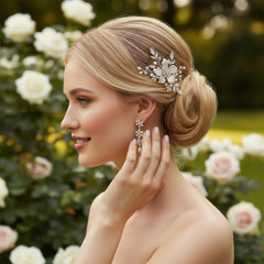 ATHENA COLLECTION - VINTAGE BLOOM HAIR CLIP - HC300 SILVER