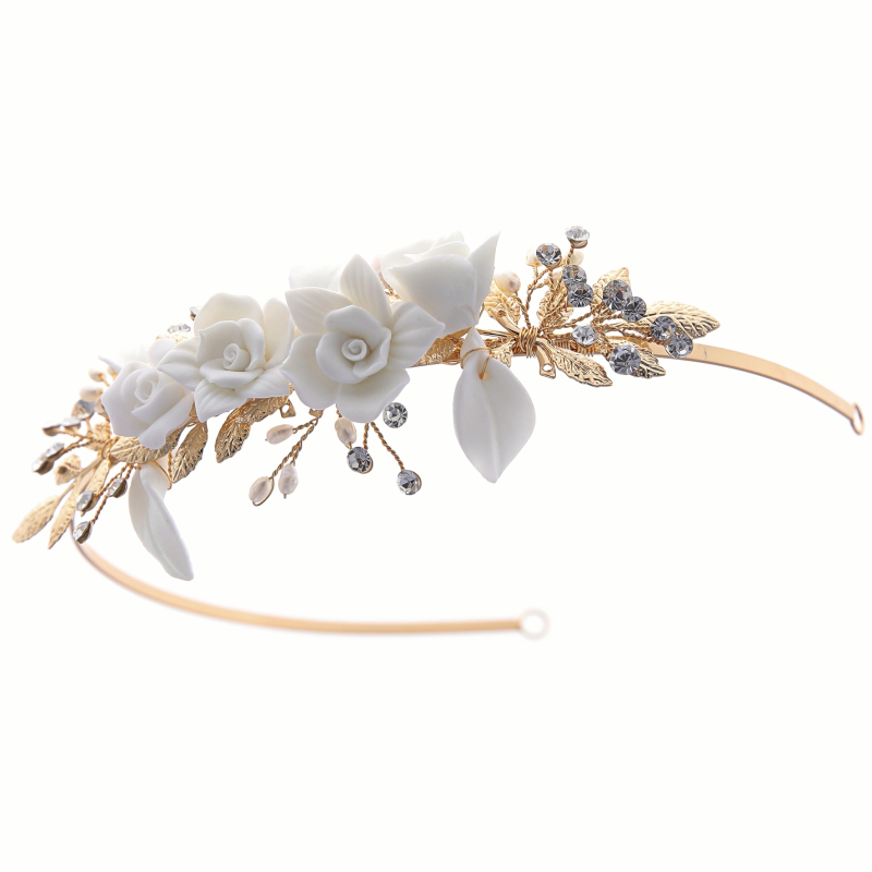 ATHENA COLLECTION - EXQUISITE ROSE HEADBAND - AHB197 GOLD