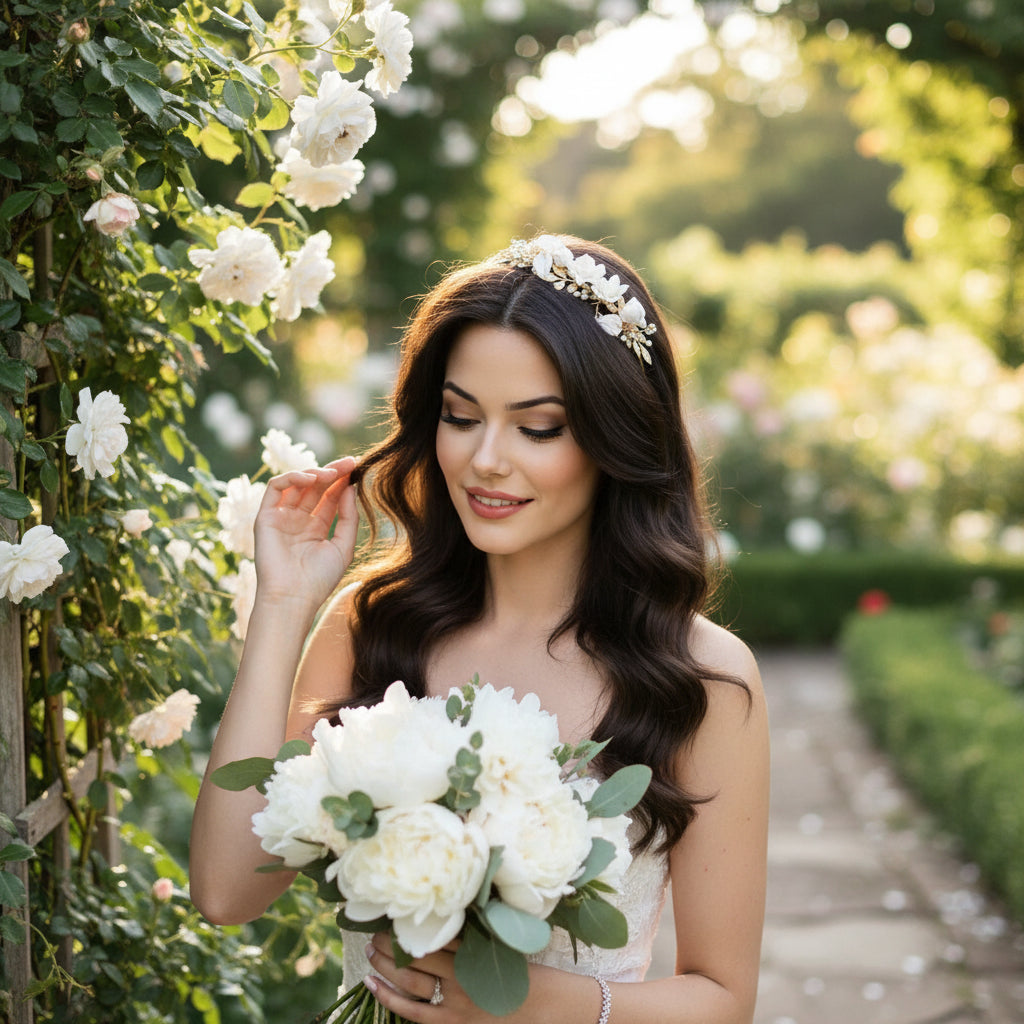 ATHENA COLLECTION - EXQUISITE ROSE HEADBAND - AHB197 GOLD