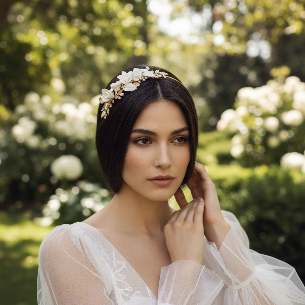 ATHENA COLLECTION - EXQUISITE ROSE HEADBAND - AHB197 GOLD