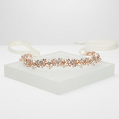 ATHENA COLLECTION -  PEARL GARLAND  BRIDAL BELT  - BELT50 - ROSE GOLD