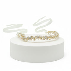 ATHENA COLLECTION - PEARL GARLAND BRIDAL BELT - BELT50 -  GOLD