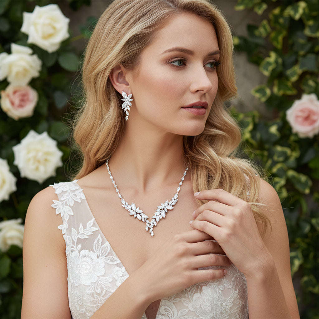 CUBIC ZIRCONIA COLLECTION - CRYSTAL ALLURE NECKLACE SET - CZNK228