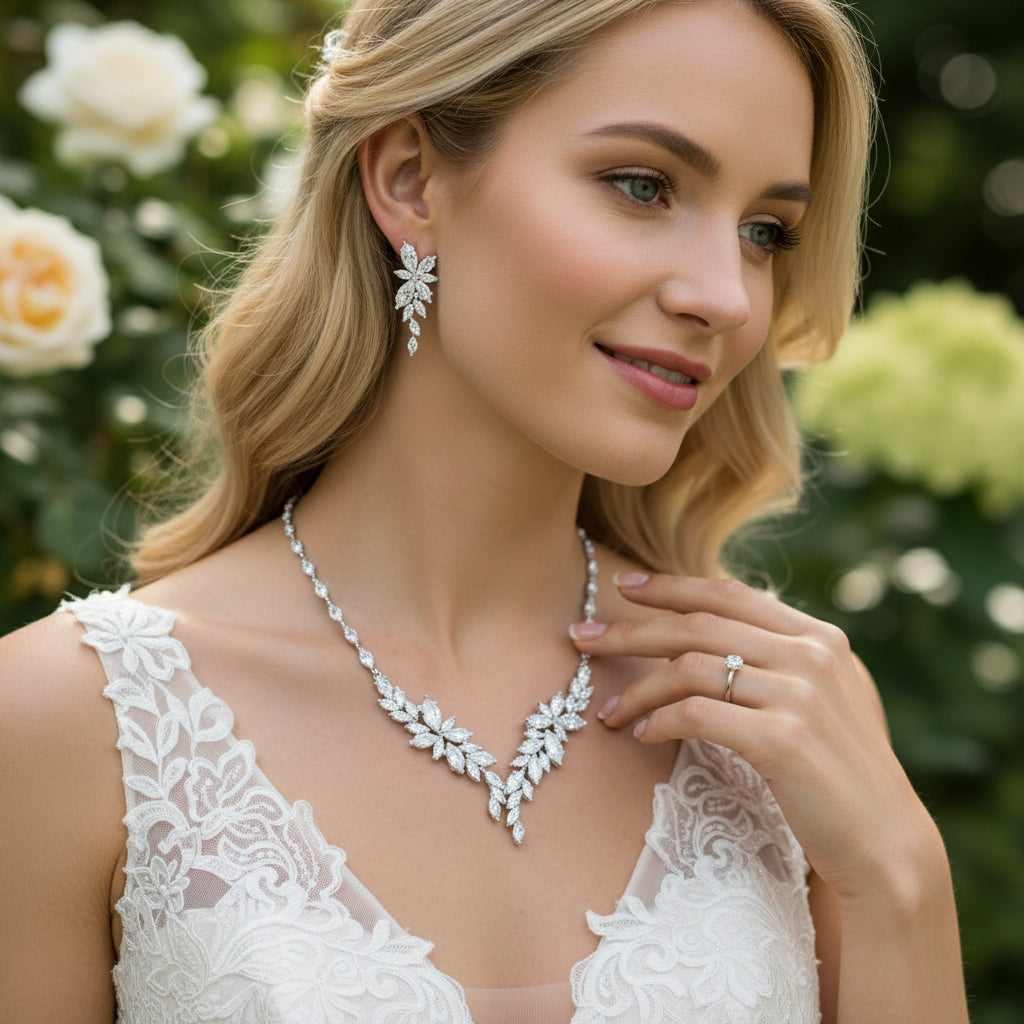 CUBIC ZIRCONIA COLLECTION - CRYSTAL ALLURE NECKLACE SET - CZNK228