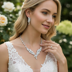 CUBIC ZIRCONIA COLLECTION - CRYSTAL ALLURE NECKLACE SET - CZNK228